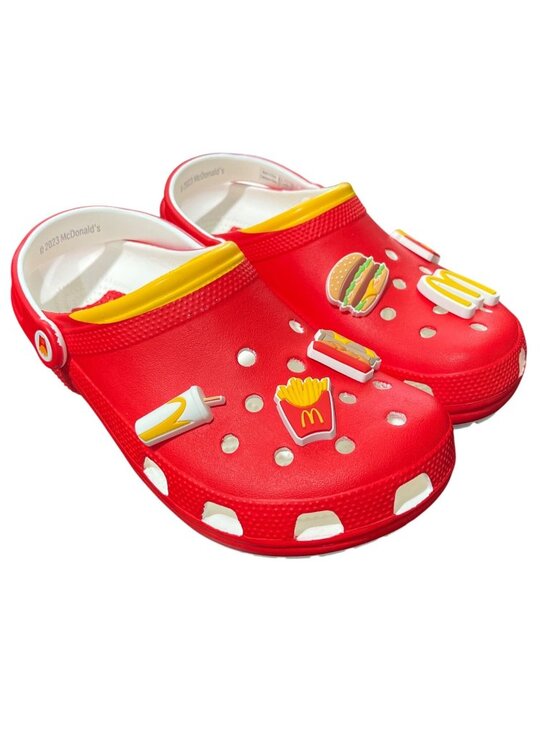 CROCS Shoes - Crocs x McDonalds Womens Size 9 / Mens 7 Red Clogs with Fries Food Charms NEW